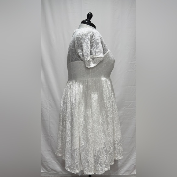 SOLD NWOT Plus Size Fit & Flare Lace White Dress SHEIN 2XL/16W Bridal Shower - Picture 7 of 16